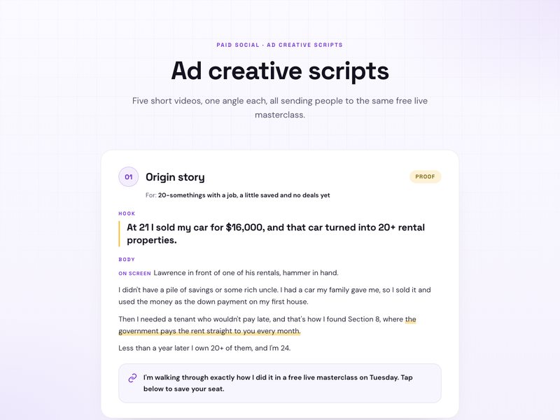 Ad creative scripts preview